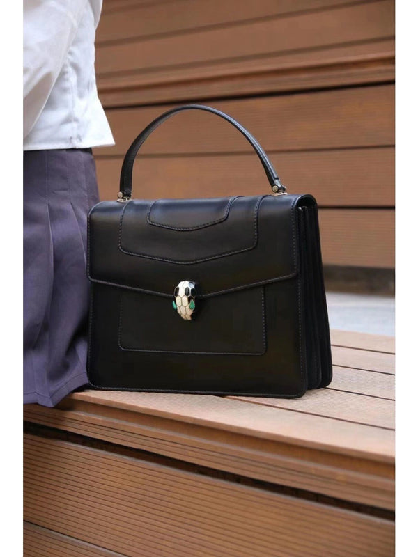 BVL Serpenti Forever Top Handle Bag 25 cm Black Calfskin GHW 188651