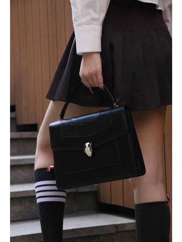 BVL Serpenti Forever Top Handle Bag 25 cm Black Calfskin GHW 188651