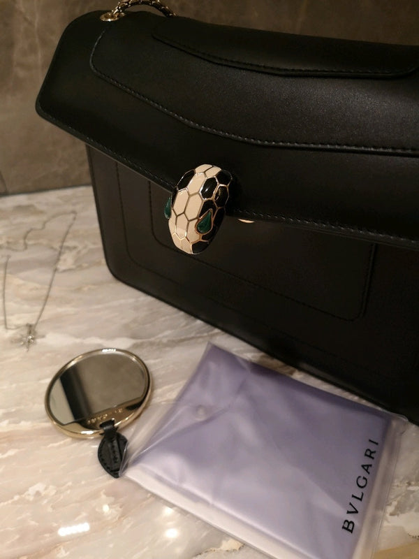 BVL Serpenti Forever Shoulder Bag 28cm Black Calfskin GHW 188653