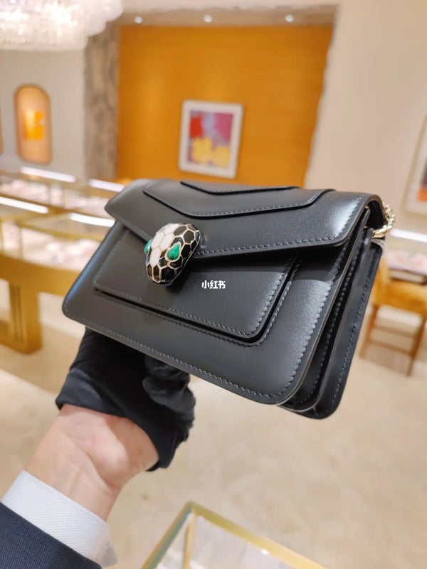 BVL Serpenti Forever Shoulder Bag 19cm Black Calfskin GHW 188654