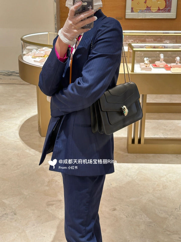 BVL Serpenti Forever Shoulder Bag 25cm Black Calfskin GHW 188655