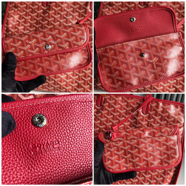 BORSA HARDY PM 40 IN TELA GOYARDINE ROSSA E RIFINITURE IN PELLE TAURILLON