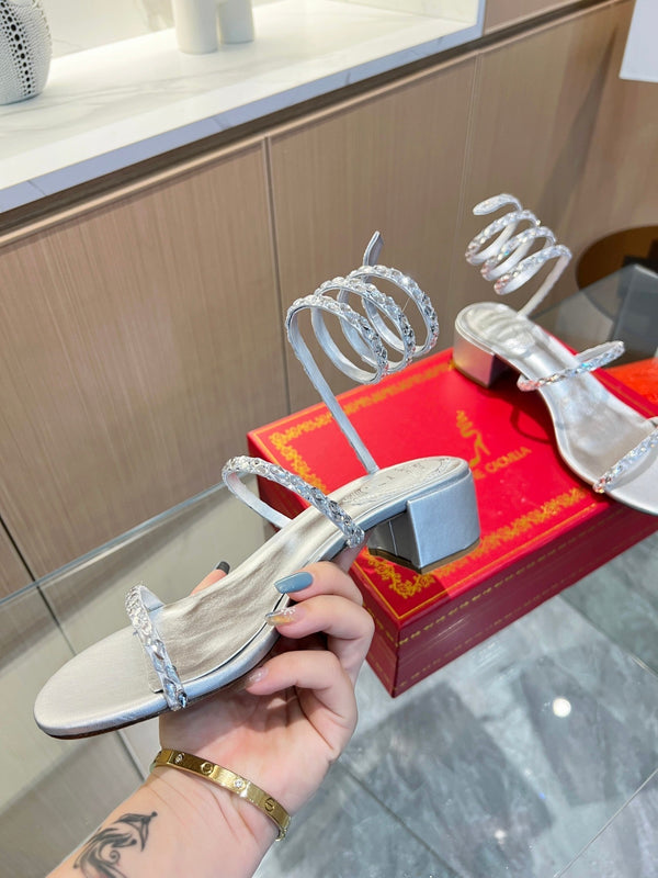 RC Diamond Sandals Sliver Silk Creole Glass Diamond 341984