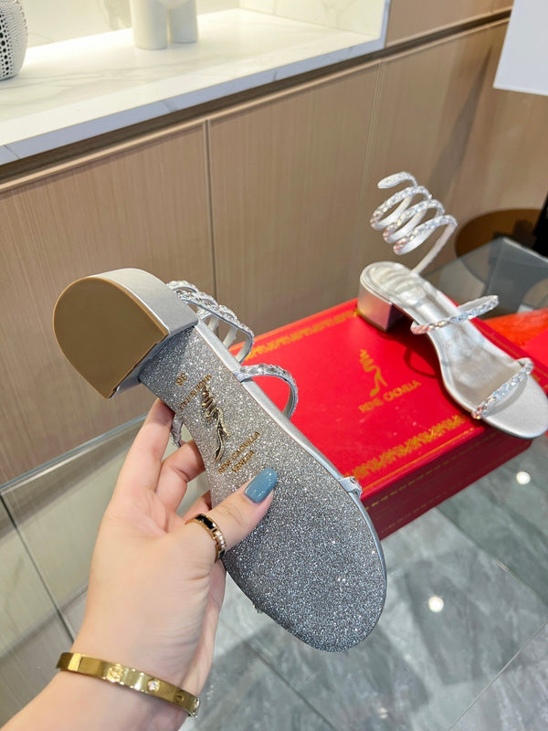 RC Diamond Sandals Sliver Silk Creole Glass Diamond 341984