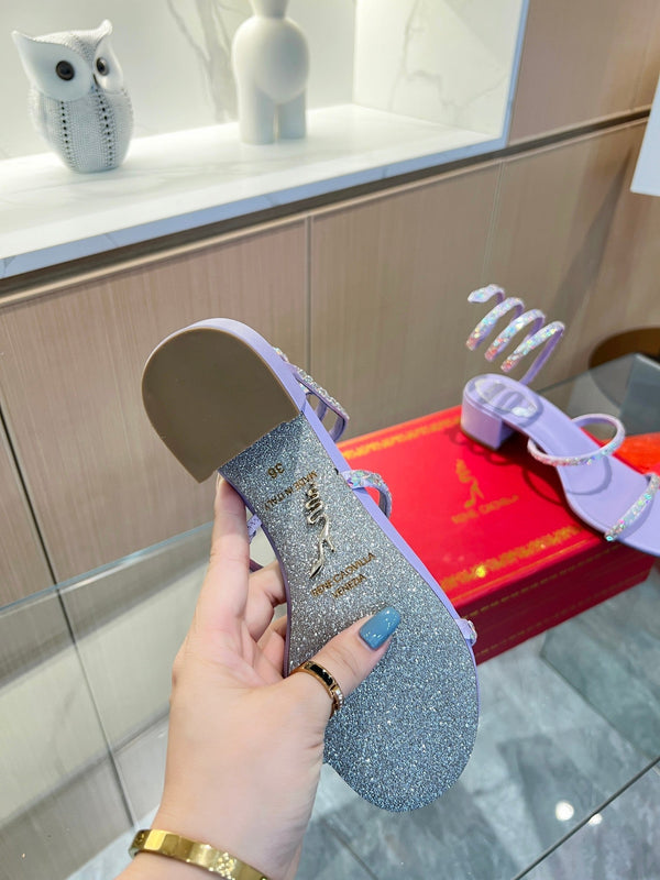 RC Diamond Sandals Purple Silk Creole Glass Diamond 341985