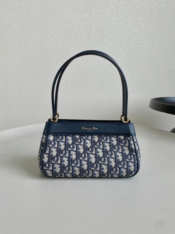 BORSA A MANO MEDIA DA 22 CHIAVI IN JACQUARD OBLIQUO BLU
