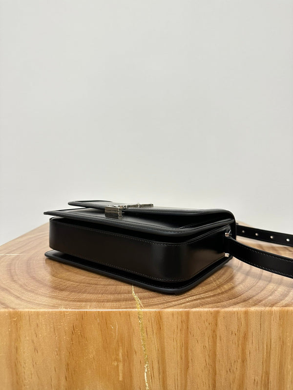 YSL Solferino Small Satchel Bag Black Gold Calfskin 339504