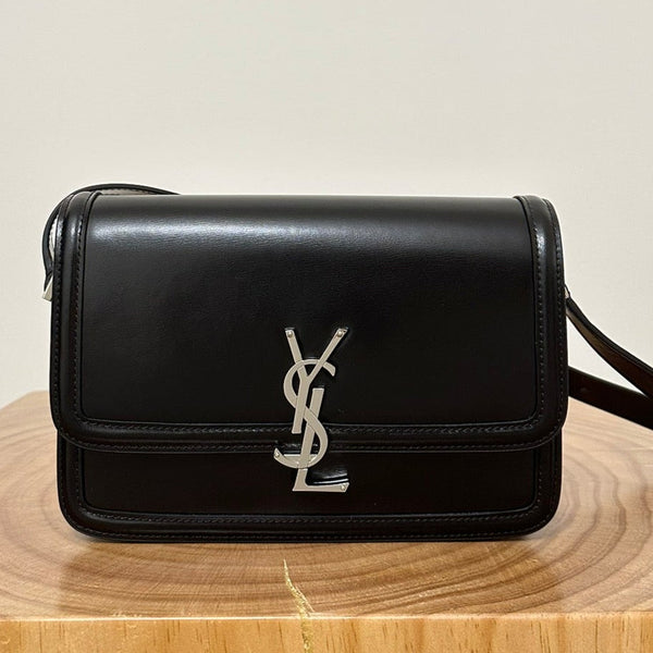 YSL Solferino Small Satchel Bag Black Gold Calfskin 339504