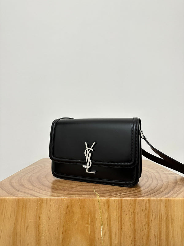 YSL Solferino Small Satchel Bag Black Silver Calfskin 339491