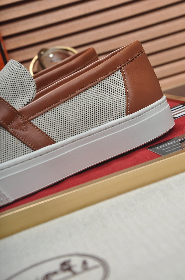 HM GAME SLIP-ON SNEAKER BLACK PLUM AND RUSSET DENIM