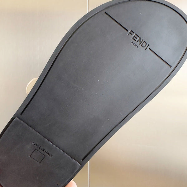 FENDI BAGUETTE DAD SANDALS IN WHITE CALFSKIN