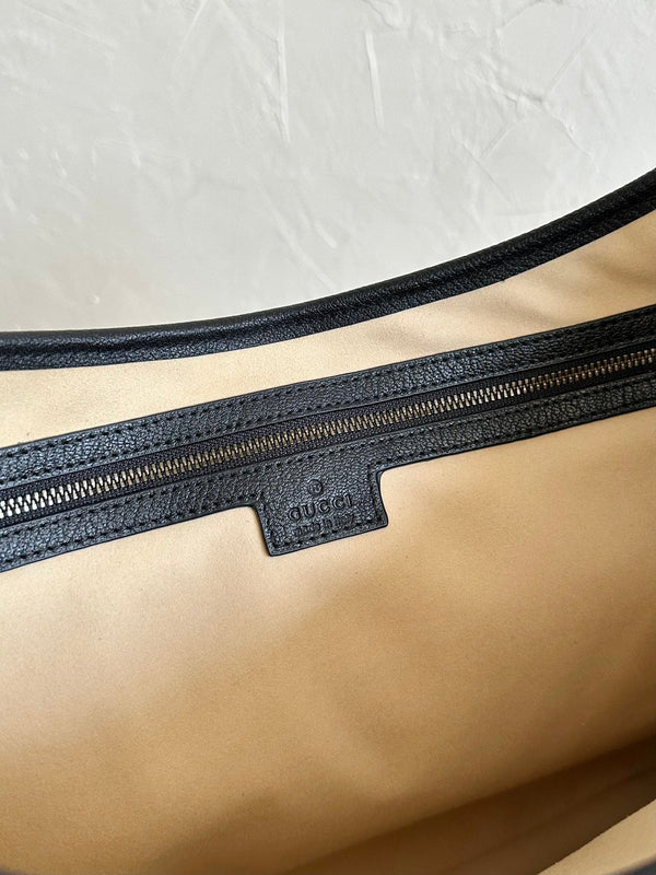 BORSA GRANDE APHRODITE 47 IN TELA BEIGE E PELLE DI VITELLO NERA