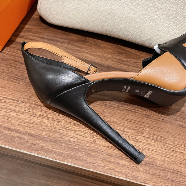 H - CLASSIC SANDAL 125 BLACK MIX CARAMEL LAMBSKIN