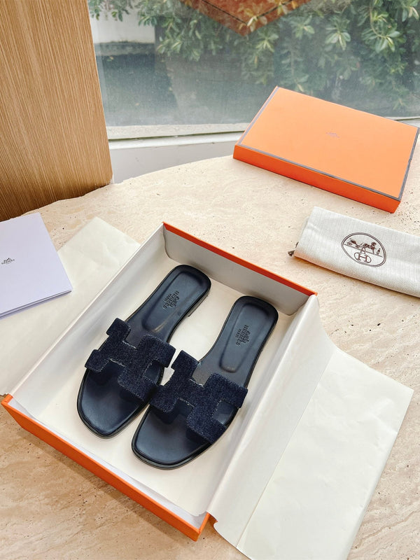 HM 25 Oran Sandal Dark Blue Calfskin Denim