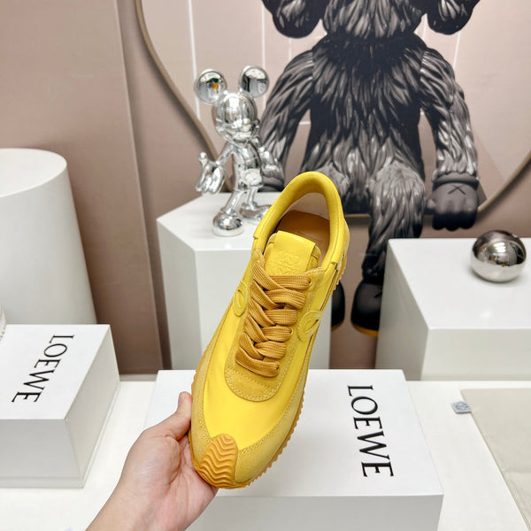 FLOW RUNNER SNEAKER IN SUN YELLOW SUEDE AND SHEEPSKIN