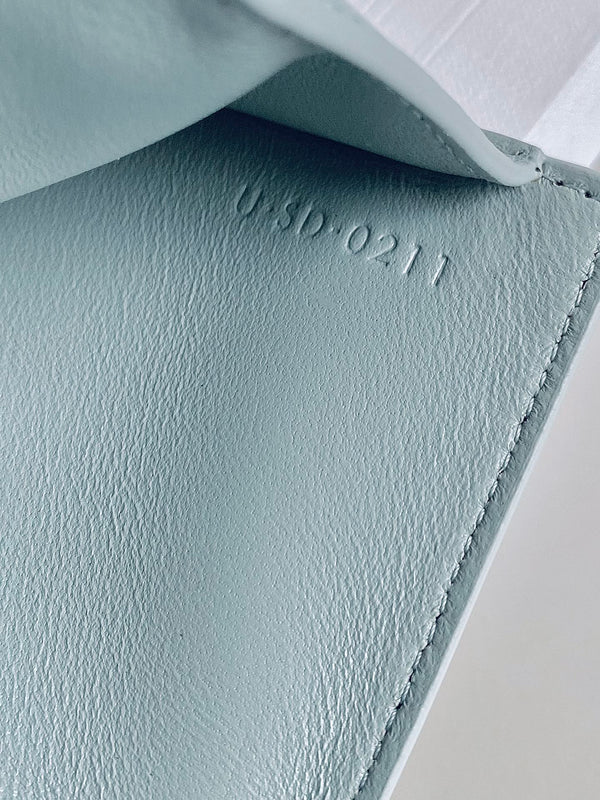TRIPHOME 10 PORTEFEUILLE TRIPLE VEAU BLEU PASTEL