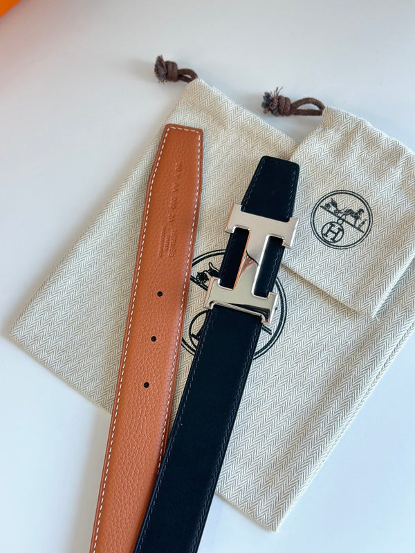 Cintura HM Silver H Buckle & Reversible 32mm in pelle marrone mix nera 124655