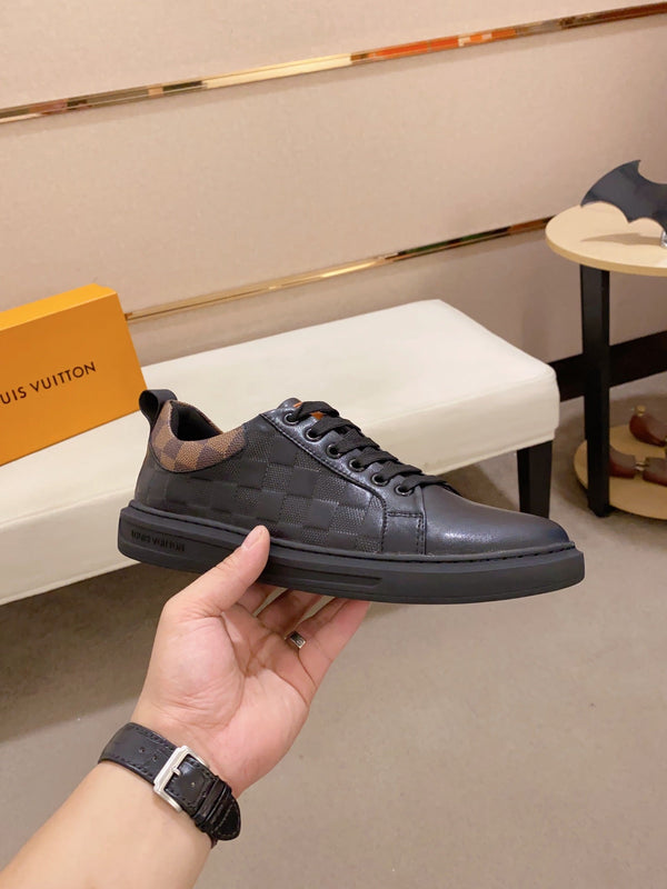 LV TRAINER SNEAKER BLACK DAMIER JACQUARD AND CALFSKIN