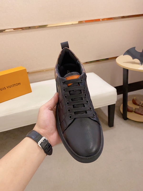 LV TRAINER SNEAKER BLACK DAMIER JACQUARD AND CALFSKIN