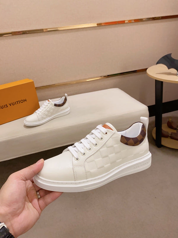 LV TRAINER SNEAKER WHITE DAMIER JACQUARD AND CALFSKIN