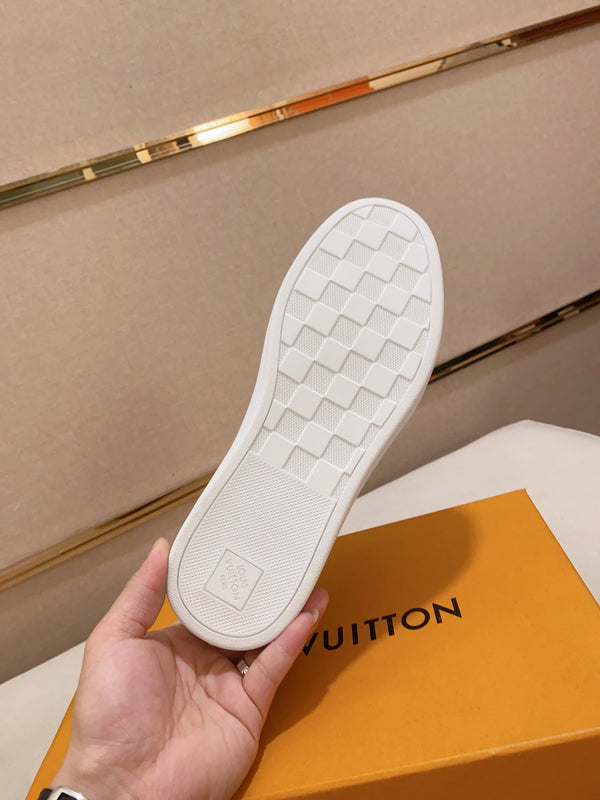 LV TRAINER SNEAKER WHITE DAMIER JACQUARD AND CALFSKIN