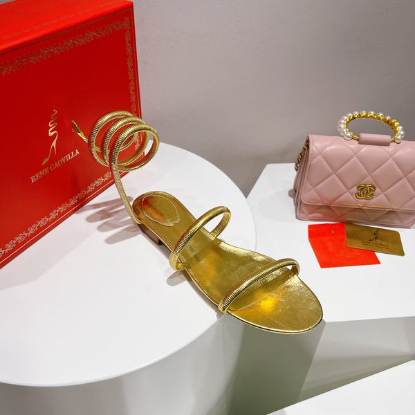 Juniper 15mm Gold Metallic Sheepskin Sandal 108364