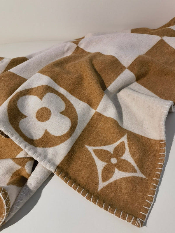 LV Checkmate Blanket Brown White