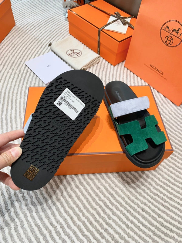 HM Chypre Sandal Deep Green Mix Light Blue Grey Suede 963245