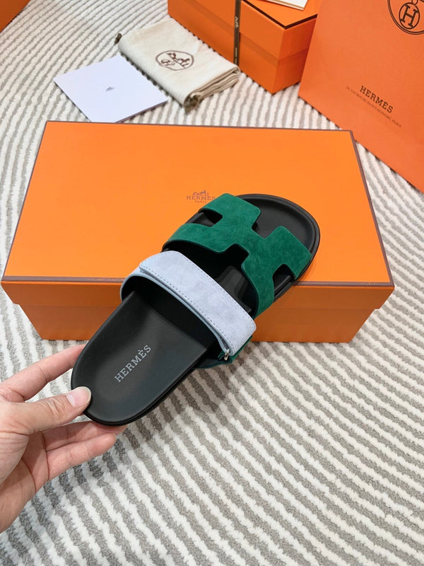 HM Chypre Sandal Deep Green Mix Light Blue Grey Suede 963245