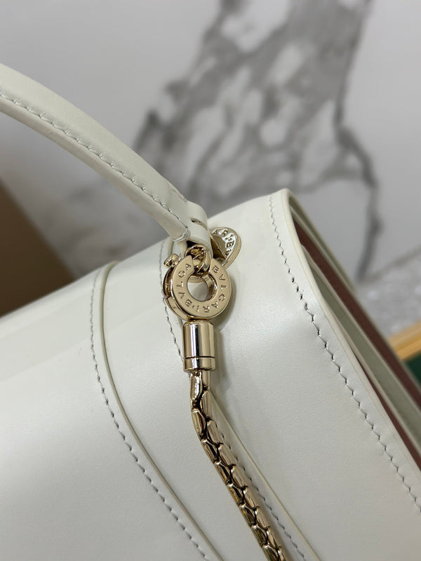 BVL Serpenti Forever Top Handle Bag 18cm White Calfskin GHW 188604