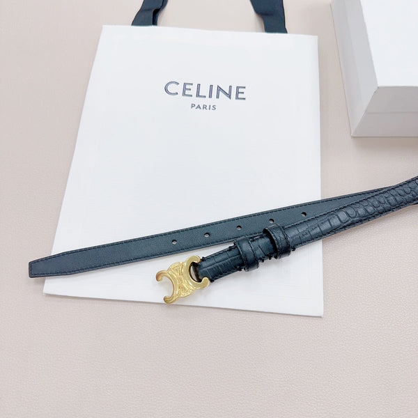 CEL Gold Buckle Belt 18mm Black Calfskin 176702