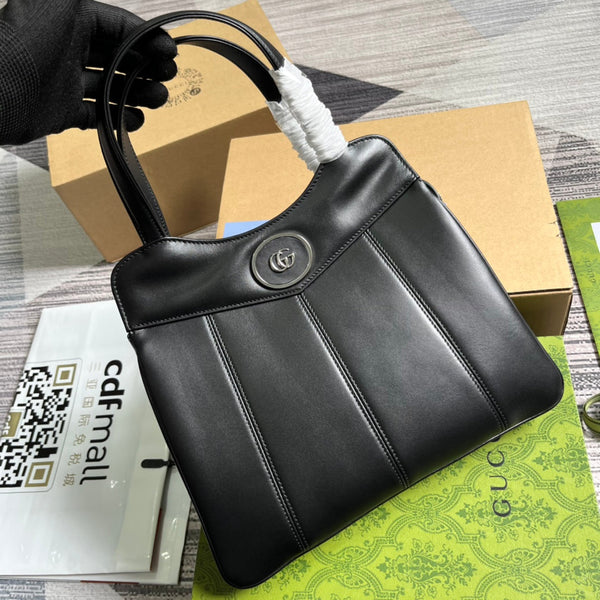 SAC FOURRE-TOUT GG PETIT 28 EN CUIR DE VEAU NOIR