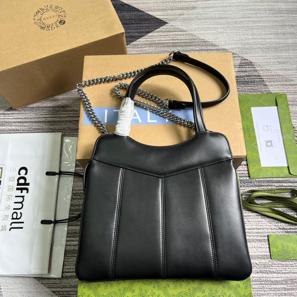 SAC FOURRE-TOUT GG PETIT 28 EN CUIR DE VEAU NOIR