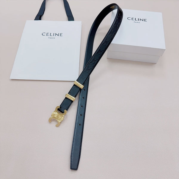 CEL Gold Buckle Belt 25mm Black Calfskin 176706