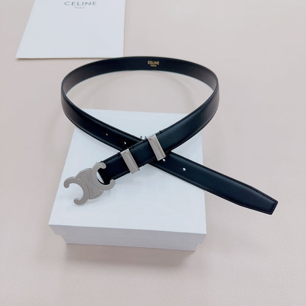 CEL Silver Buckle Belt 25mm Black Calfskin 176705