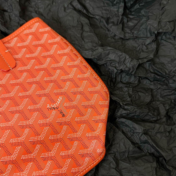 BORSA ANJOU MINI 20 IN TELA GOYARDINE ROSSA E ARANCIONE E PELLE DI VITELLO