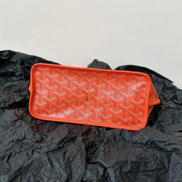 BORSA ANJOU MINI 20 IN TELA GOYARDINE ROSSA E ARANCIONE E PELLE DI VITELLO