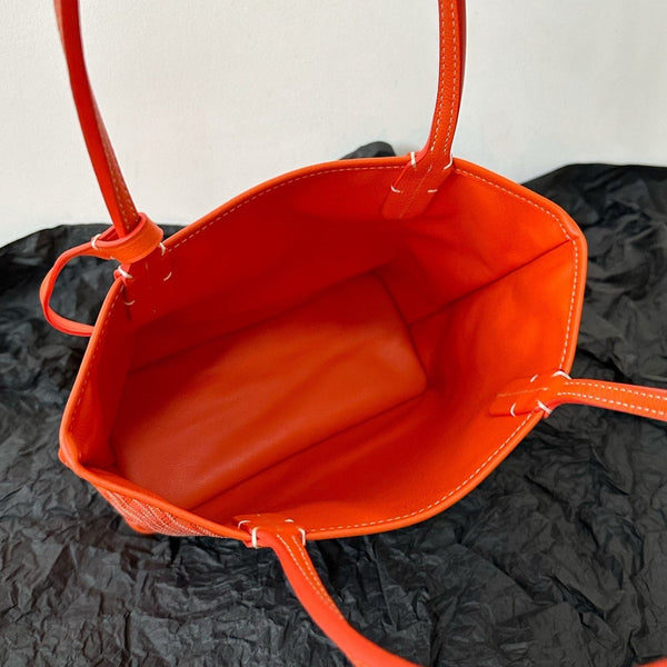 BORSA ANJOU MINI 20 IN TELA GOYARDINE ROSSA E ARANCIONE E PELLE DI VITELLO