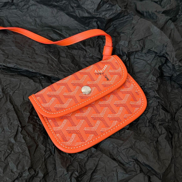 BORSA ANJOU MINI 20 IN TELA GOYARDINE ROSSA E ARANCIONE E PELLE DI VITELLO