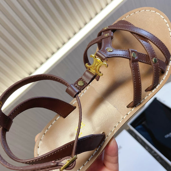 cl roman sandal brown calfskin