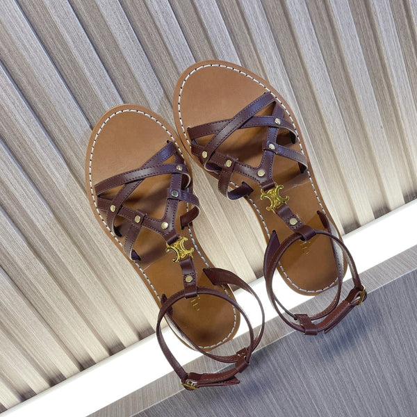 cl roman sandal brown calfskin