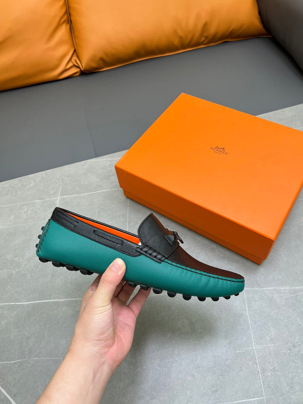 HM IRVING LOAFER BLACK AND PINE GREEN CALFSKIN