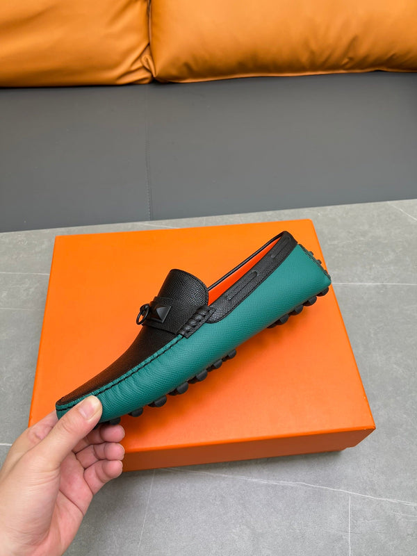 HM IRVING LOAFER BLACK AND PINE GREEN CALFSKIN