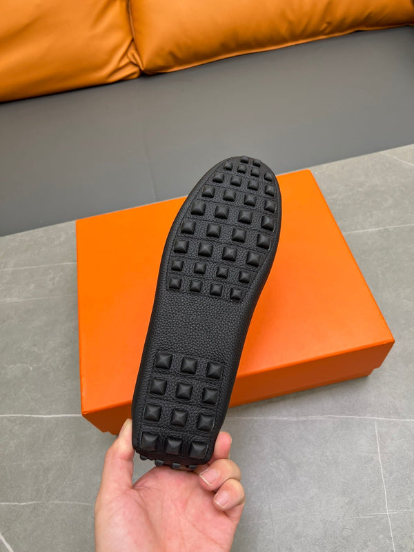 MOCASSINO HM H-LOGO IN PELLE DI VITELLO VERDE PINO E NERA