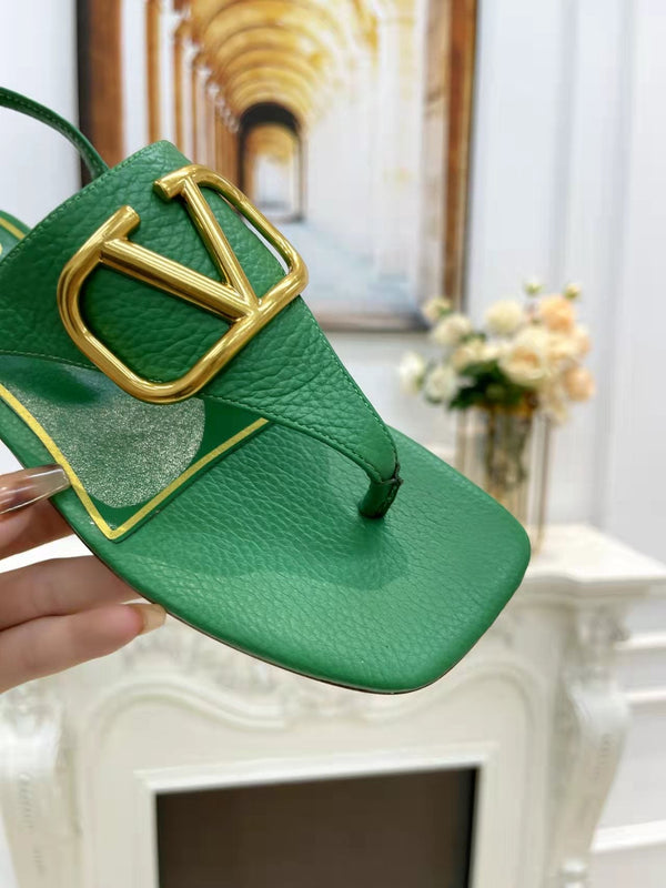 Valentino 25C Thong Sandal Green Sheepskin 239506