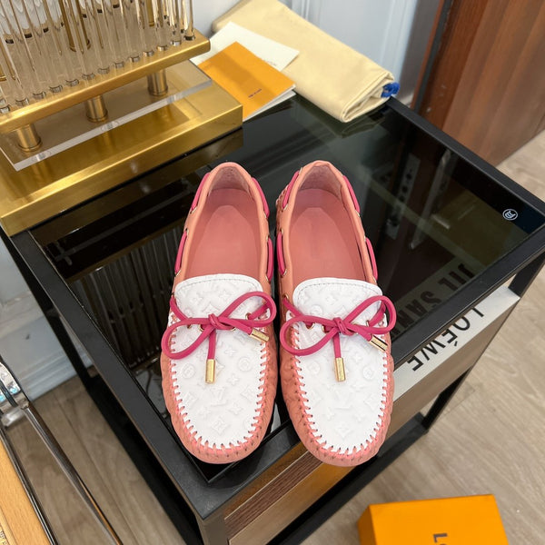MOCASSINO LV GLORIA FLAT LOGO STAMPATO BIANCO ROSA