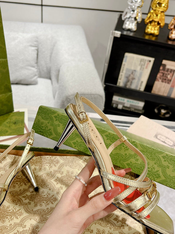 HIGH HEEL 65MM IN LIGHT GOLD CALFSKIN WITH RED HEART