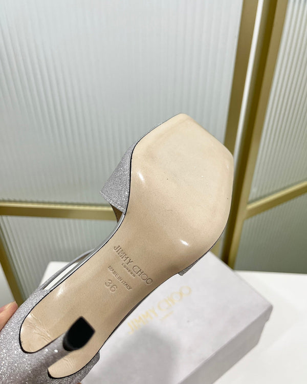 Jimmy Azia 95 In Silver Cowhide With Glitt Sandals 587711