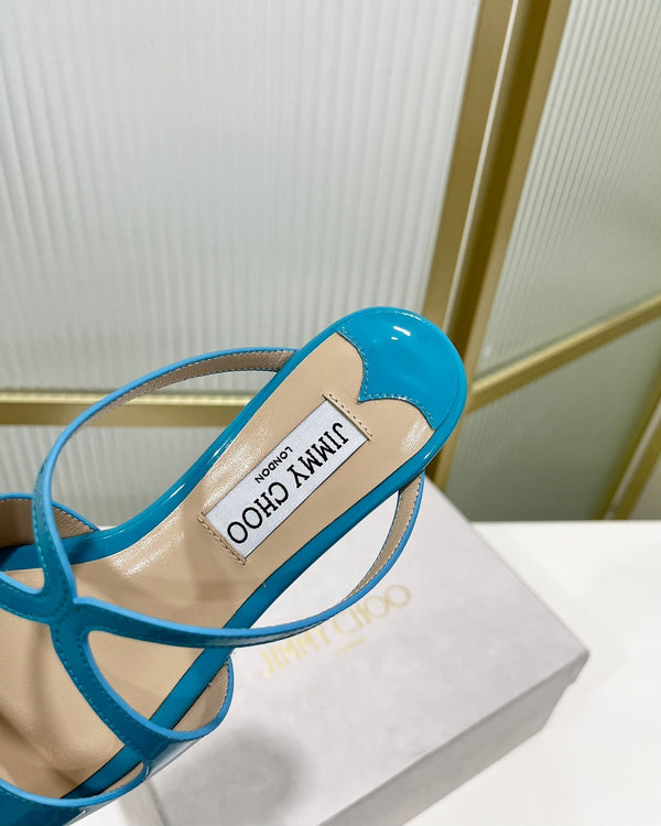 Jimmy Sandals In Blue Turquoise Glossy Cowhide 587681