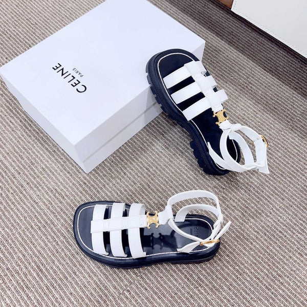 LYMPIA GLADIATOR SANDAL IN CALFSKIN WHITE